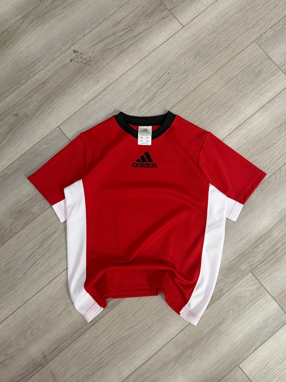 Vintage Adidas Kids Red Athletic Jersey with White Panels